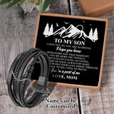Personalized Men's Leather Bracelet with Son's Name