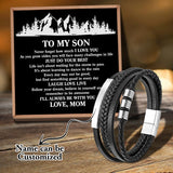 Personalized Bracelet for Son, Name Woven Leather Bracelet