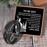Custom Woven Bracelet Card for Son, Men's Leather Bracelet
