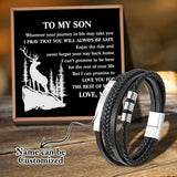 Custom Woven Bracelet Card for Son, Men's Leather Bracelet