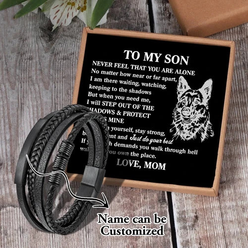 Men's Leather Bracelet Magnet Clasp