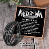 Men's Leather Bracelet Magnet Clasp Black