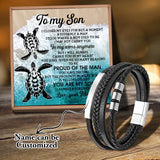 Personalized Son Name Leather Bracelet with Magnet Clasp