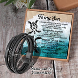 Personalized Son Name Leather Bracelet with Magnet Clasp