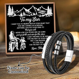 Personalized Men's Leather Bracelet with Magnet Clasp