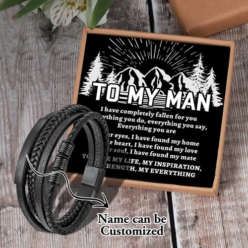 Men's Multi-layer Leather Bracelet with Magnet Clasp