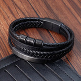 Men's Multi-layer Leather Bracelet with Magnet Clasp