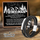 Men's Multi-layer Leather Bracelet with Magnet Clasp