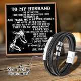 Personalized Engraved Men's Stainless Steel Bracelet with Magnetic Clasp