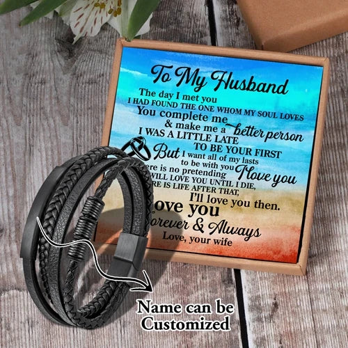 Personalized Men's Stainless Steel Bracelet - Custom Name Card Text