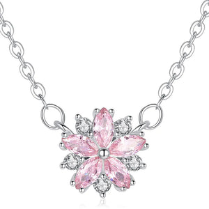 Sakura Flower Necklace Cherry Blossoms Chain Necklace Women Jewelry