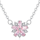 Sakura Flower Necklace Cherry Blossoms Chain Necklace Women Jewelry