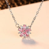 Sakura Flower Necklace Cherry Blossoms Chain Necklace Women Jewelry