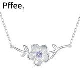 Sakura Pendant Necklace 925 Silver Women Necklaces Charm Pendants