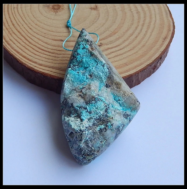 Drusy Chrysocolla Necklace Pendant 63x35x14mm