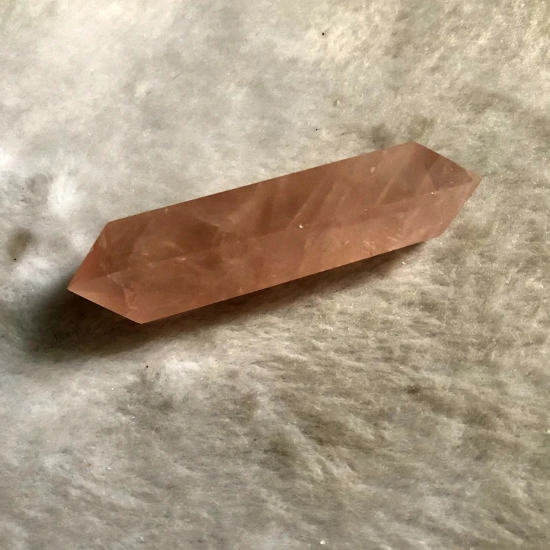 Natural Rose Pink Quartz Double Point