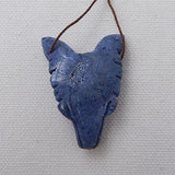 Natural Stone Coral Animal Wolf Head Gemstone Pendant Bead 40x30x13mm