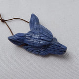 Natural Stone Coral Animal Wolf Head Gemstone Pendant Bead 40x30x13mm