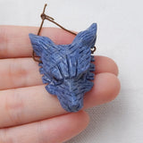 Natural Stone Coral Animal Wolf Head Gemstone Pendant Bead 40x30x13mm