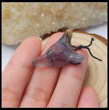 Natural Flourite Handcarved Wolf Head Necklace Pendant 28x21x8mm