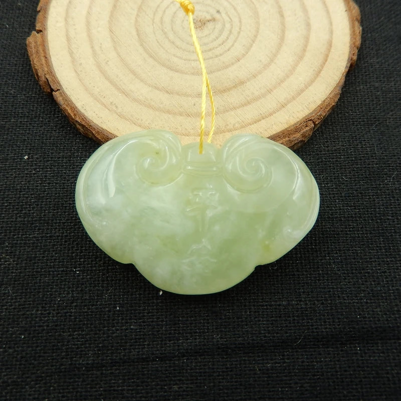 Natural Stone Nephrite Jade Pendant 42x28x8mm 16.8g for Jewelry Making