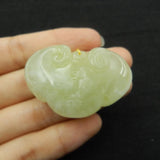 Natural Stone Nephrite Jade Pendant 42x28x8mm 16.8g for Jewelry Making