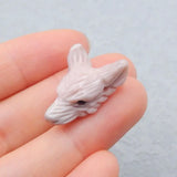 Natural Pink Agate Wolf Head Pendant Bead 24x17x9mm