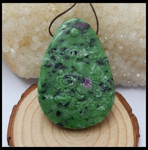 Natural Stone Ruby And Zoisite Peacock Necklace Pendant