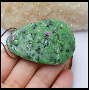 Natural Stone Ruby And Zoisite Peacock Necklace Pendant