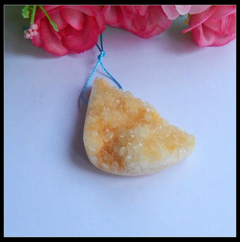 Drusy Quartz Pendant Necklace 39x24x11mm