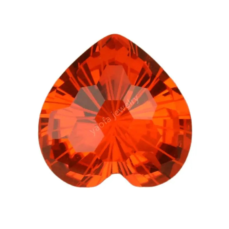 Orange Heart Firework Cut Stone for DIY Jewelry