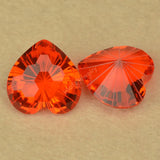 Orange Heart Firework Cut Stone for DIY Jewelry
