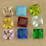 5A Deep Spinel Glass Stone Square Cut Princess Shape Loose Synthetic Beads Gems