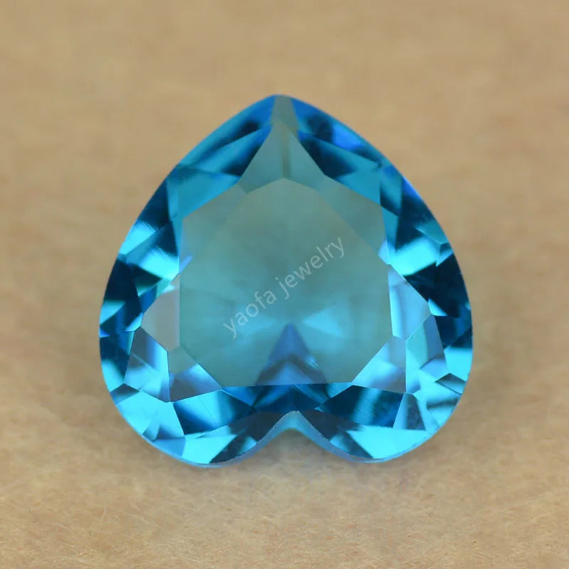 50pcs Mix Colour Loose Synthetic Gems Glass Beads Heart Shape
