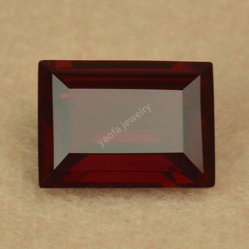 Dark Red Synthetic Corundum Stone Rectangle Shape Loose Red Gems