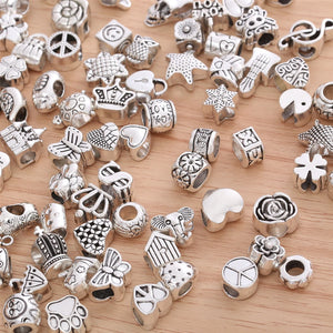 60 Pcs Retro Metal Beads Charms for DIY Bracelets