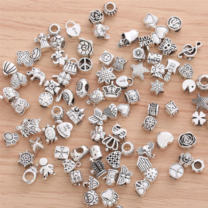 60 Pcs Retro Metal Beads Charms for DIY Bracelets