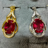 Red Oval Cut Corundum Copper Necklace Female Charm Jewelry
