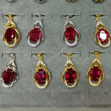 Red Oval Cut Corundum Copper Necklace Female Charm Jewelry