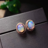 Natural Opal Stud Earrings 4x6mm with Certificate 925 Silver Girl Gift