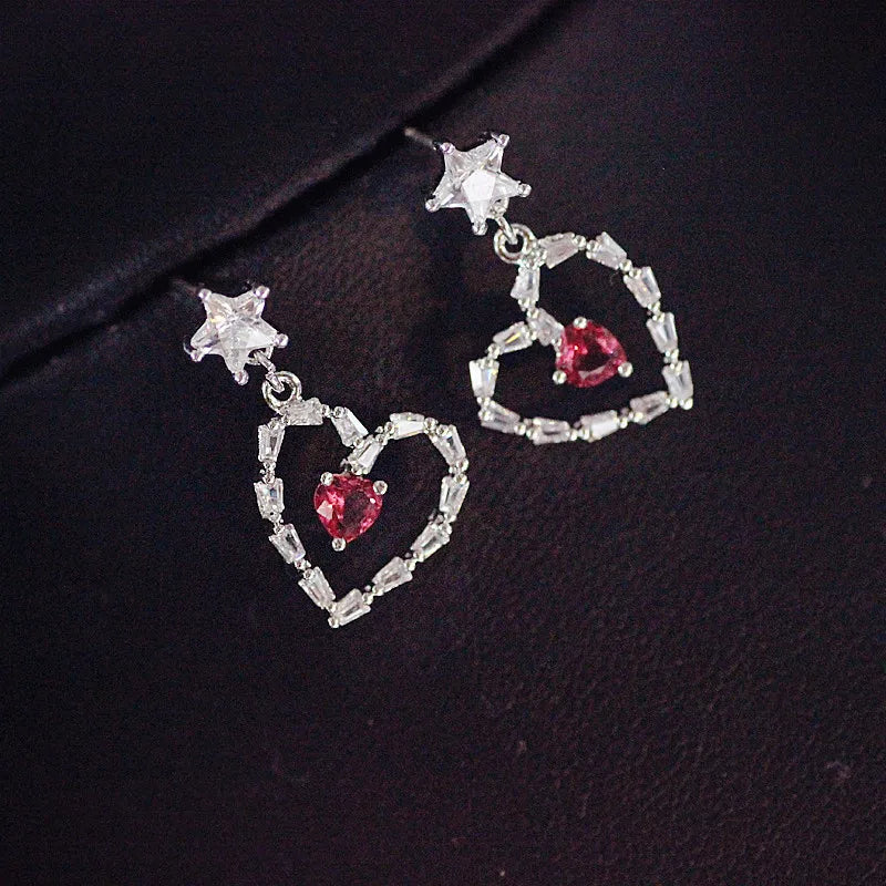 925 Sterling Silver Needle Sweet Earrings with Austrian Crystal