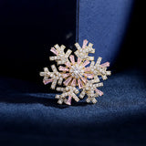 Crystal Rhinestones Unicorn Rotatable Snowflake Brooch Pin