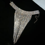Hand Beaded Long Tassel Necklace Statement Choker for Women Party