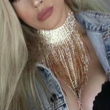 Hand Beaded Long Tassel Necklace Statement Choker for Women Party