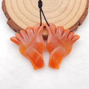 Natural Amazonite Carved Wolf Head Earring Bead 29x26x4mm