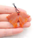 Natural Amazonite Carved Wolf Head Earring Bead 29x26x4mm