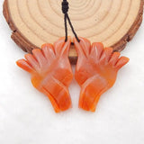 Natural Amazonite Carved Wolf Head Earring Bead 29x26x4mm
