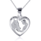 Silver 925 Horse Pendant Necklace Heart Women Fine Jewelry