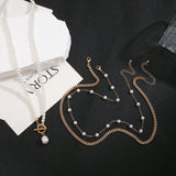 Punk Pearl Chain Choker Necklace for Men