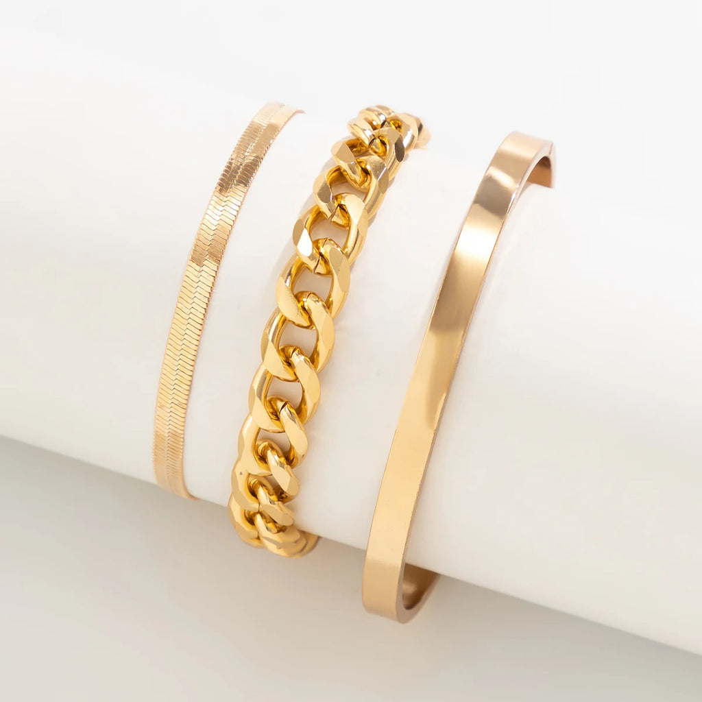 Bohemian Snake Chain Bracelet Set, Vintage Jewelry